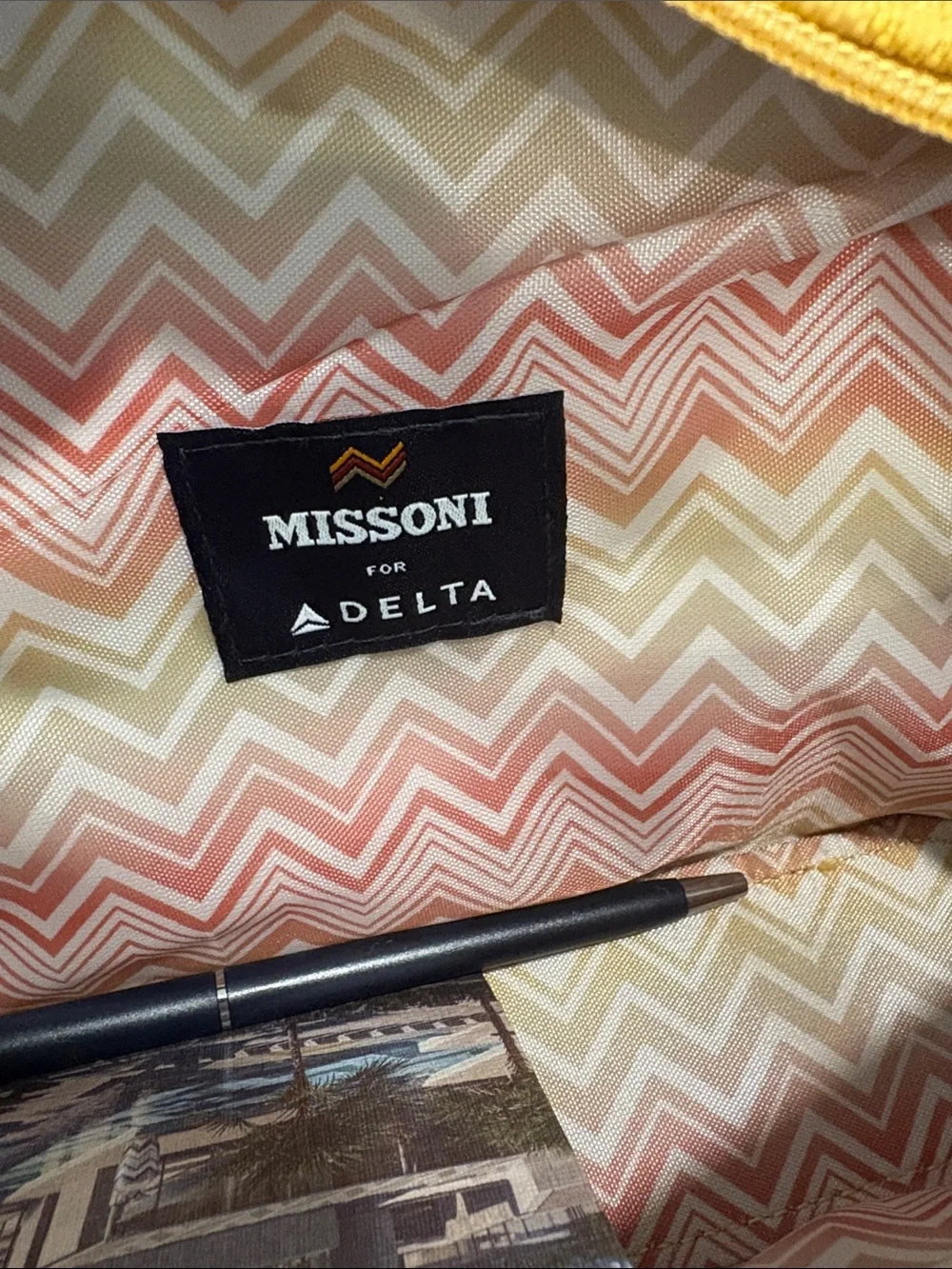 Missoni x Delta One Yellow Chevron Pouch with Gold Hardware  and matching socks